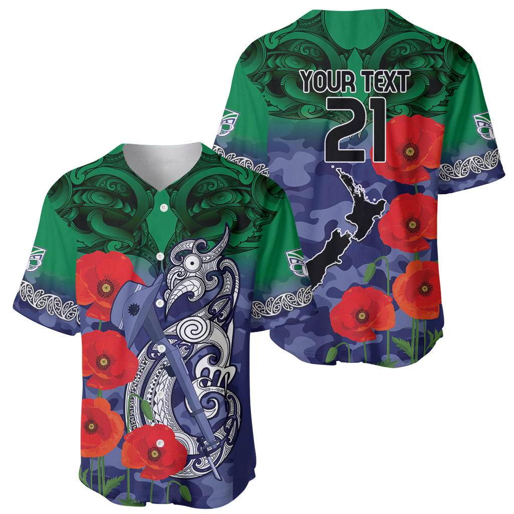 Custom Warriors Rugby ANZAC Baseball Jersey Gallipoli Soldier With Aboriginal Art