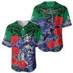 Custom Warriors Rugby ANZAC Baseball Jersey Gallipoli Soldier With Aboriginal Art