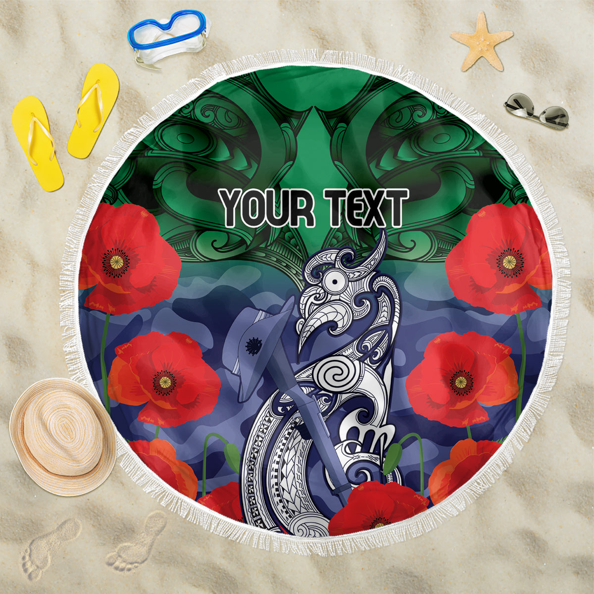 Custom Warriors Rugby ANZAC Beach Blanket Gallipoli Soldier With Aboriginal Art