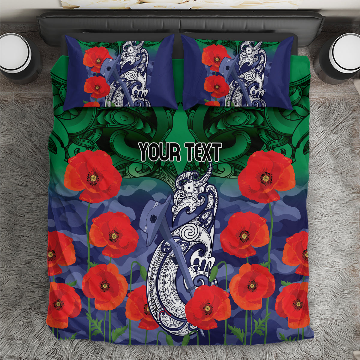 Custom Warriors Rugby ANZAC Bedding Set Gallipoli Soldier With Aboriginal Art