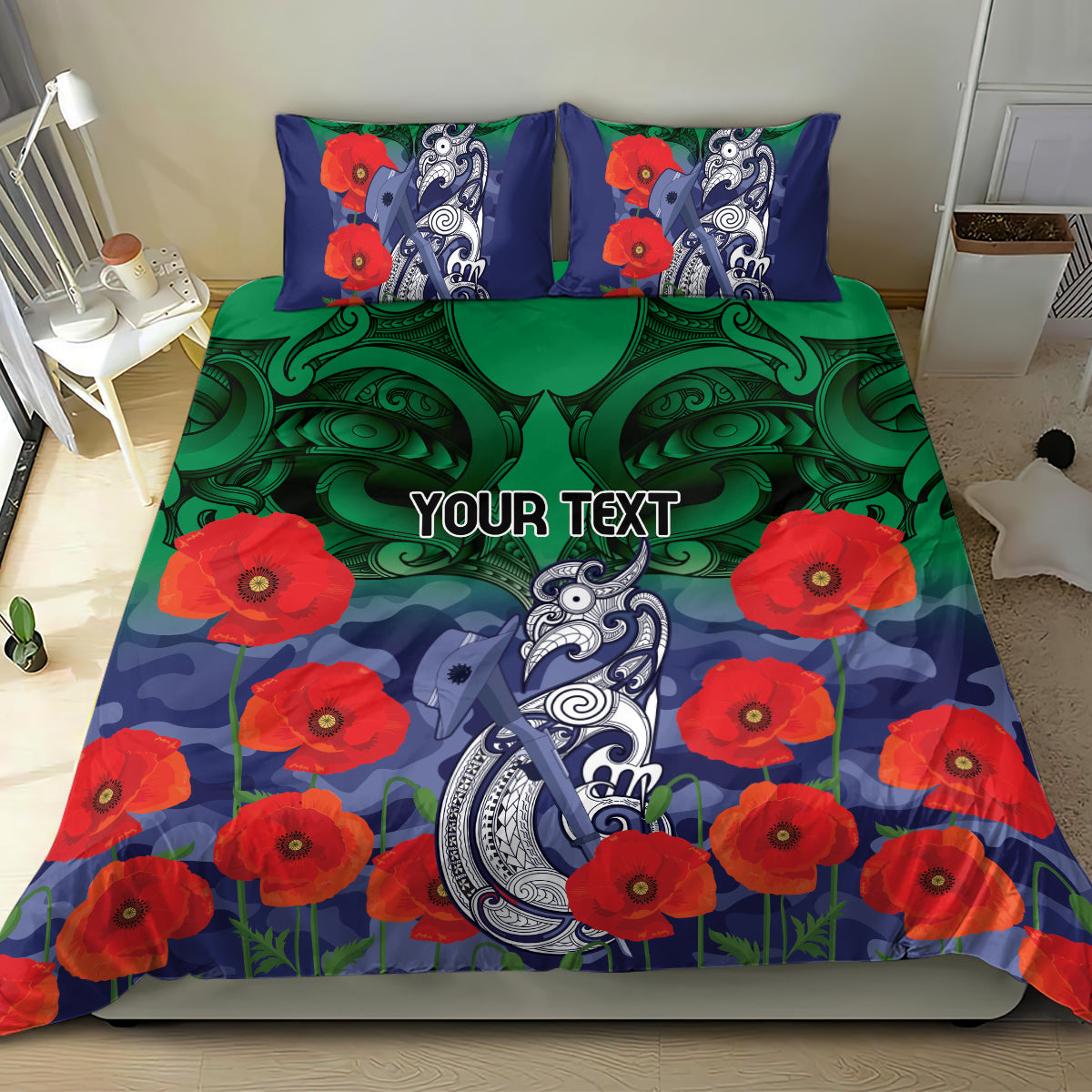 Custom Warriors Rugby ANZAC Bedding Set Gallipoli Soldier With Aboriginal Art