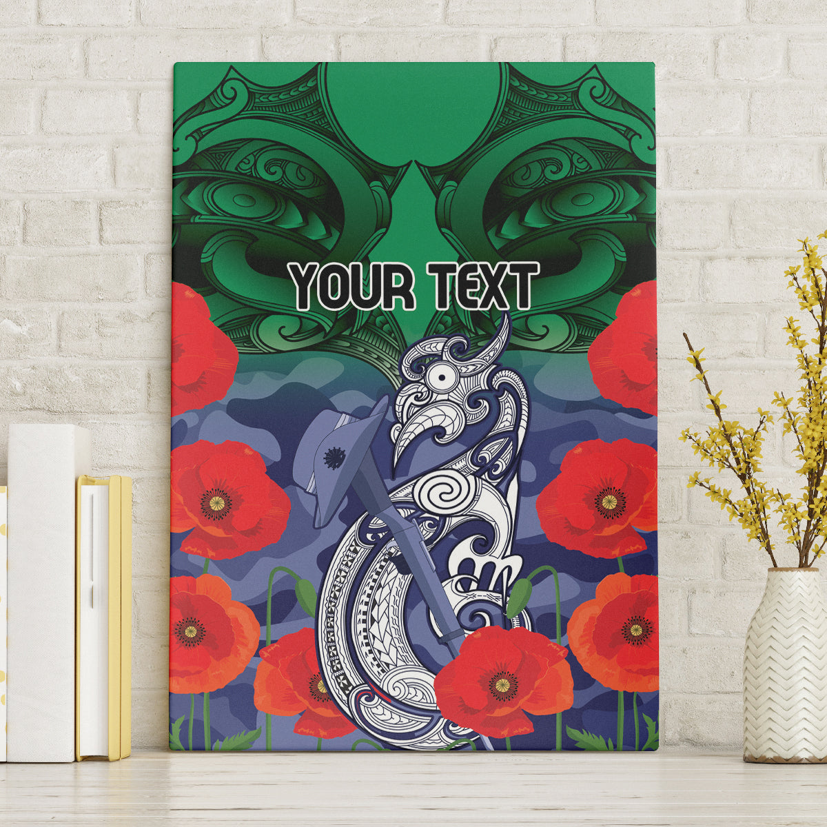 Custom Warriors Rugby ANZAC Canvas Wall Art Gallipoli Soldier With Aboriginal Art