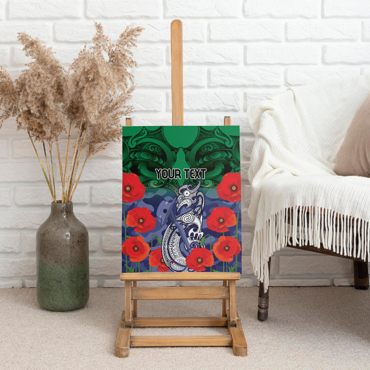 Custom Warriors Rugby ANZAC Canvas Wall Art Gallipoli Soldier With Aboriginal Art