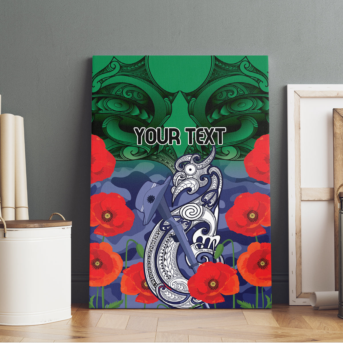 Custom Warriors Rugby ANZAC Canvas Wall Art Gallipoli Soldier With Aboriginal Art