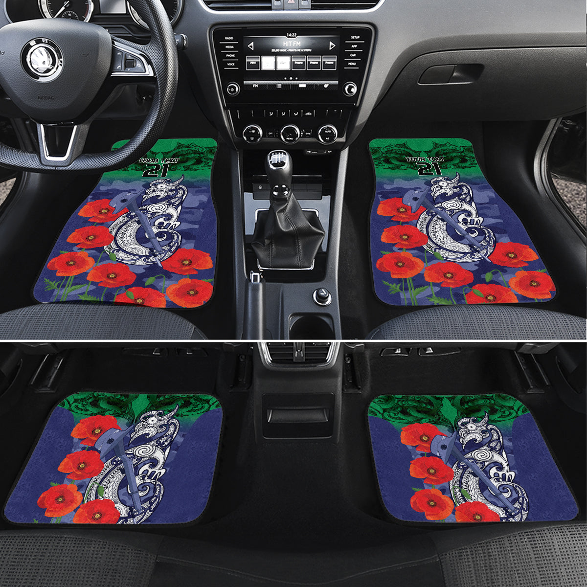 Custom Warriors Rugby ANZAC Car Mats Gallipoli Soldier With Aboriginal Art