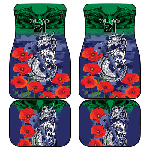 Custom Warriors Rugby ANZAC Car Mats Gallipoli Soldier With Aboriginal Art