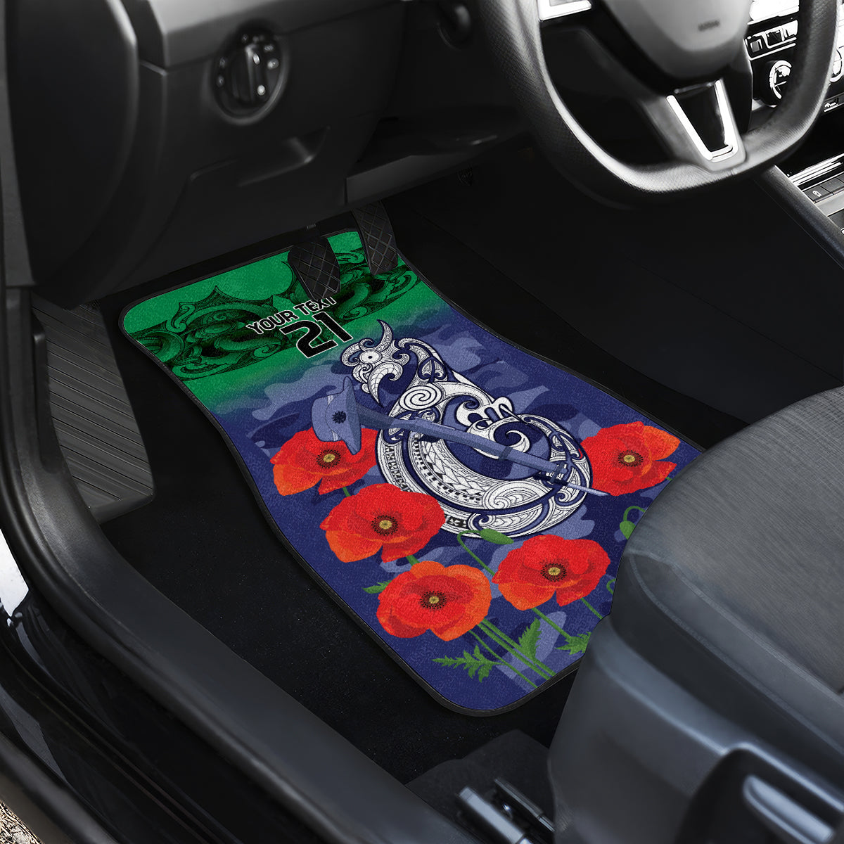 Custom Warriors Rugby ANZAC Car Mats Gallipoli Soldier With Aboriginal Art