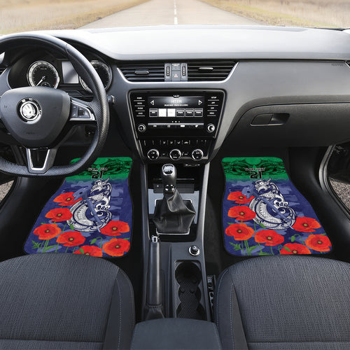 Custom Warriors Rugby ANZAC Car Mats Gallipoli Soldier With Aboriginal Art