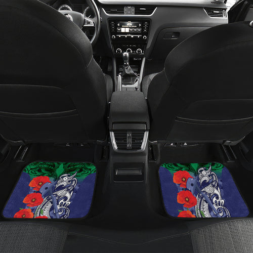 Custom Warriors Rugby ANZAC Car Mats Gallipoli Soldier With Aboriginal Art