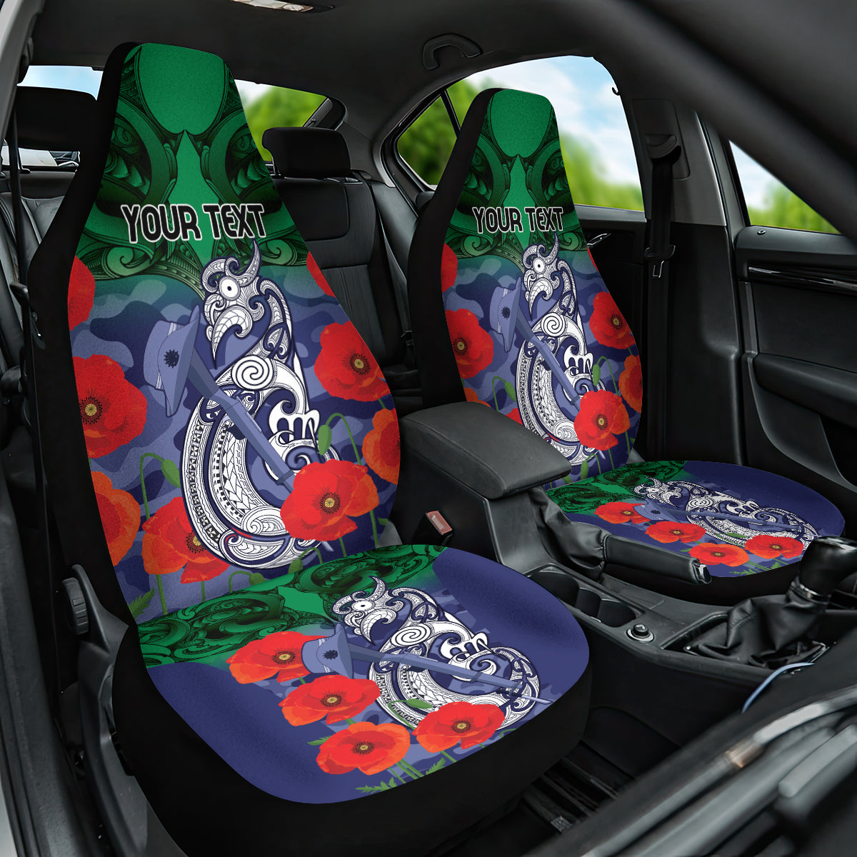 Custom Warriors Rugby ANZAC Car Seat Cover Gallipoli Soldier With Aboriginal Art