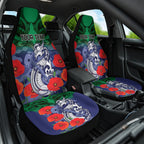Custom Warriors Rugby ANZAC Car Seat Cover Gallipoli Soldier With Aboriginal Art