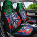 Custom Warriors Rugby ANZAC Car Seat Cover Gallipoli Soldier With Aboriginal Art