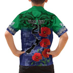 Custom Warriors Rugby ANZAC Family Matching Long Sleeve Bodycon Dress and Hawaiian Shirt Gallipoli Soldier With Aboriginal Art