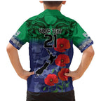 Custom Warriors Rugby ANZAC Family Matching Mermaid Dress and Hawaiian Shirt Gallipoli Soldier With Aboriginal Art