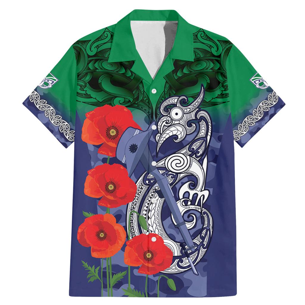 Custom Warriors Rugby ANZAC Family Matching Mermaid Dress and Hawaiian Shirt Gallipoli Soldier With Aboriginal Art