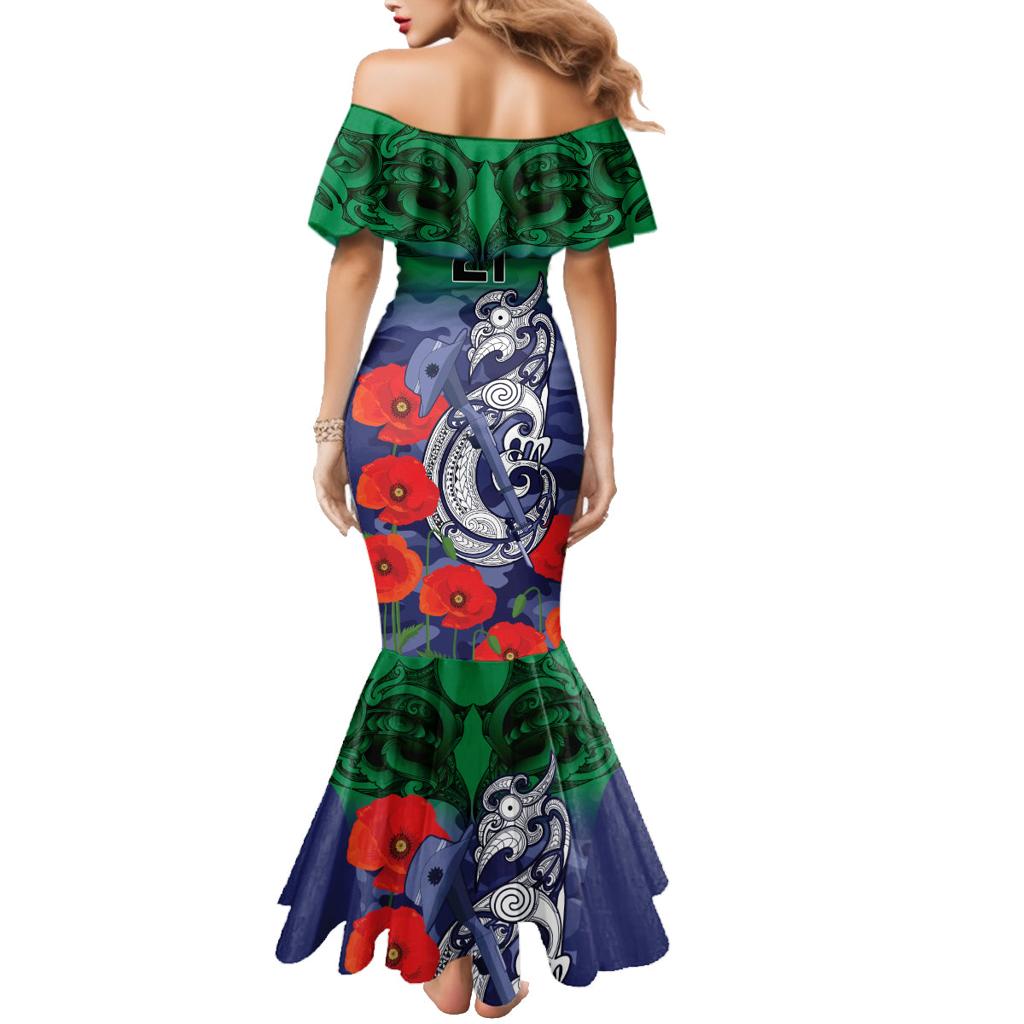 Custom Warriors Rugby ANZAC Family Matching Mermaid Dress and Hawaiian Shirt Gallipoli Soldier With Aboriginal Art