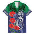 Custom Warriors Rugby ANZAC Family Matching Off Shoulder Maxi Dress and Hawaiian Shirt Gallipoli Soldier With Aboriginal Art