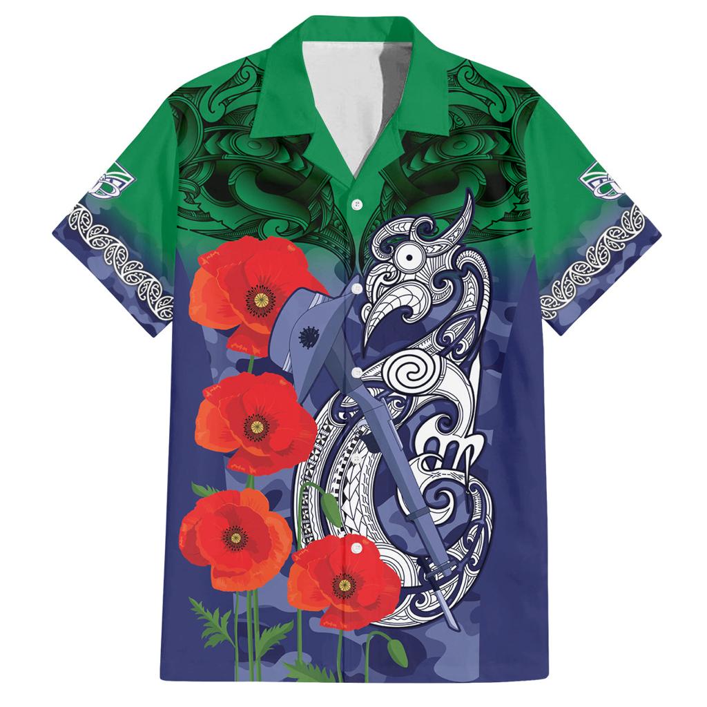 Custom Warriors Rugby ANZAC Family Matching Off Shoulder Short Dress and Hawaiian Shirt Gallipoli Soldier With Aboriginal Art