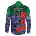 Custom Warriors Rugby ANZAC Family Matching Off Shoulder Short Dress and Hawaiian Shirt Gallipoli Soldier With Aboriginal Art