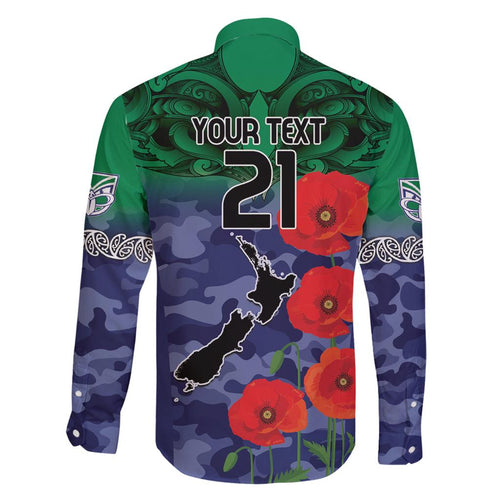 Custom Warriors Rugby ANZAC Family Matching Off Shoulder Short Dress and Hawaiian Shirt Gallipoli Soldier With Aboriginal Art
