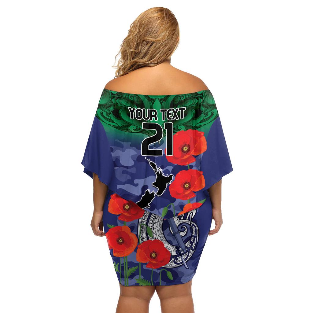 Custom Warriors Rugby ANZAC Family Matching Off Shoulder Short Dress and Hawaiian Shirt Gallipoli Soldier With Aboriginal Art