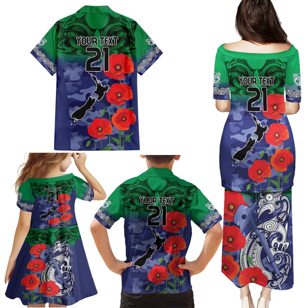 Custom Warriors Rugby ANZAC Family Matching Puletasi and Hawaiian Shirt Gallipoli Soldier With Aboriginal Art