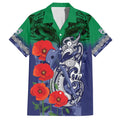 Custom Warriors Rugby ANZAC Family Matching Short Sleeve Bodycon Dress and Hawaiian Shirt Gallipoli Soldier With Aboriginal Art