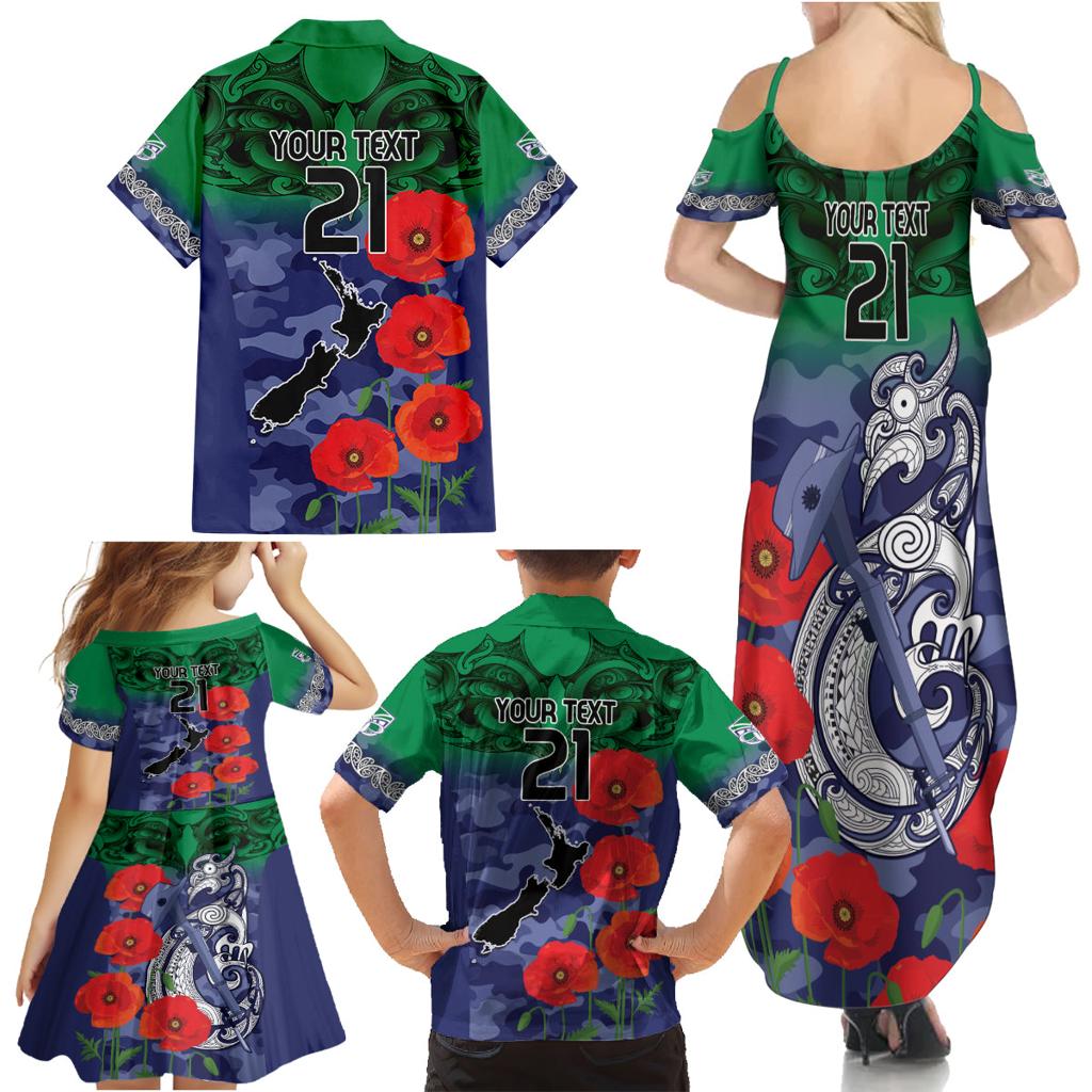 Custom Warriors Rugby ANZAC Family Matching Summer Maxi Dress and Hawaiian Shirt Gallipoli Soldier With Aboriginal Art