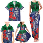Custom Warriors Rugby ANZAC Family Matching Tank Maxi Dress and Hawaiian Shirt Gallipoli Soldier With Aboriginal Art