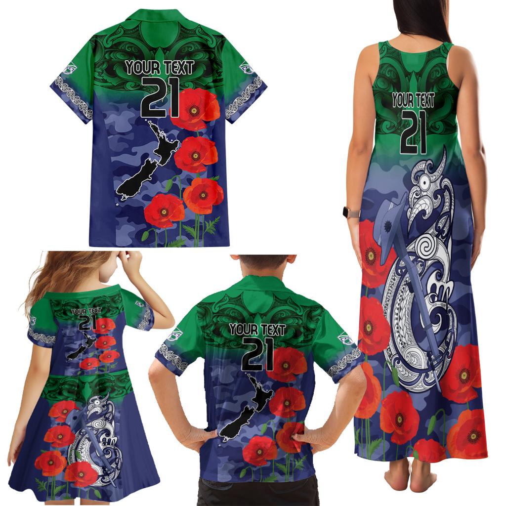 Custom Warriors Rugby ANZAC Family Matching Tank Maxi Dress and Hawaiian Shirt Gallipoli Soldier With Aboriginal Art