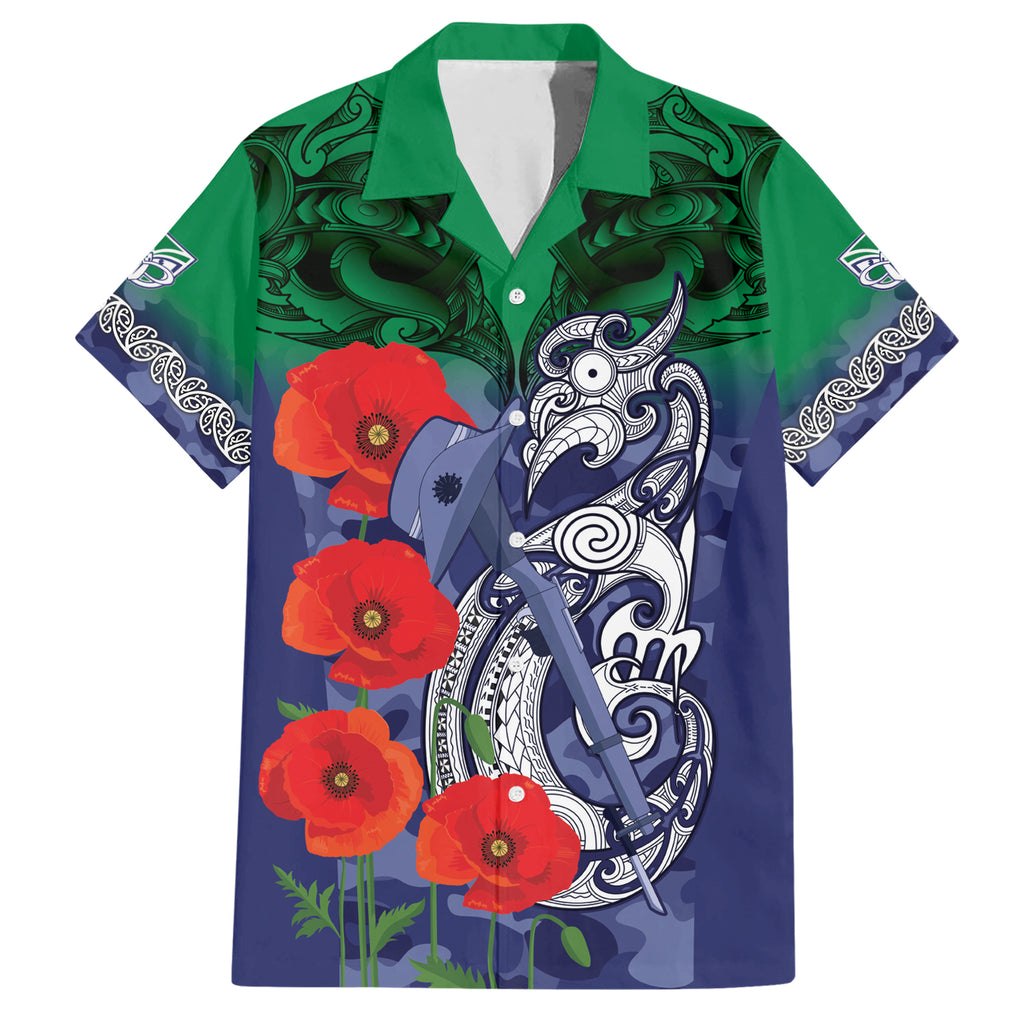 Custom Warriors Rugby ANZAC Hawaiian Shirt Gallipoli Soldier With Aboriginal Art
