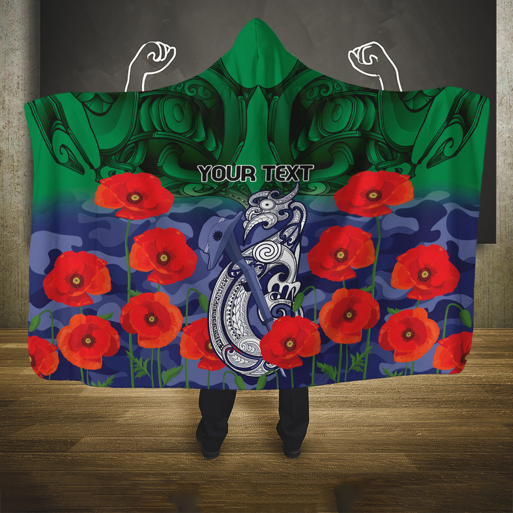 Custom Warriors Rugby ANZAC Hooded Blanket Gallipoli Soldier With Aboriginal Art