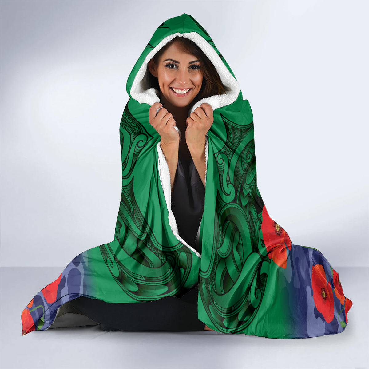 Custom Warriors Rugby ANZAC Hooded Blanket Gallipoli Soldier With Aboriginal Art