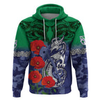 Custom Warriors Rugby ANZAC Hoodie Gallipoli Soldier With Aboriginal Art