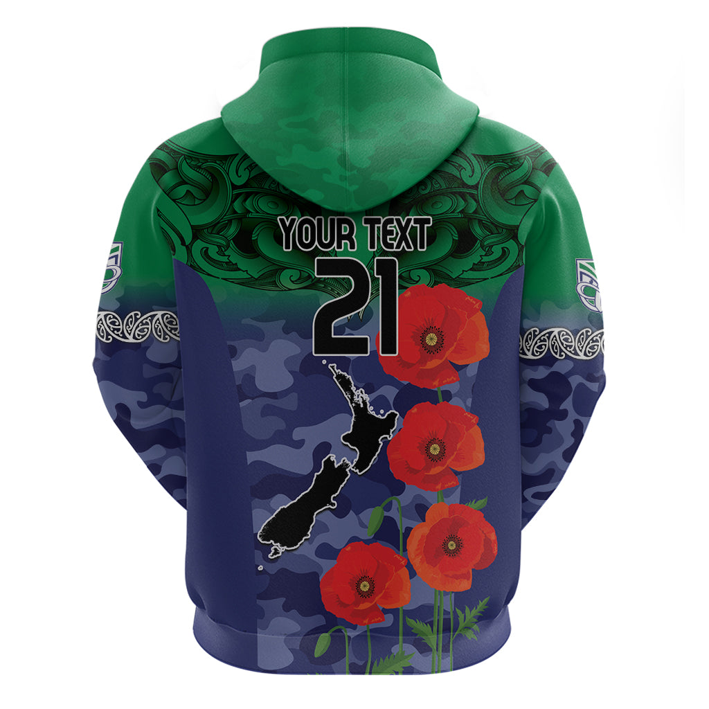 Custom Warriors Rugby ANZAC Hoodie Gallipoli Soldier With Aboriginal Art