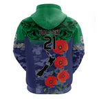 Custom Warriors Rugby ANZAC Hoodie Gallipoli Soldier With Aboriginal Art
