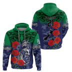 Custom Warriors Rugby ANZAC Hoodie Gallipoli Soldier With Aboriginal Art