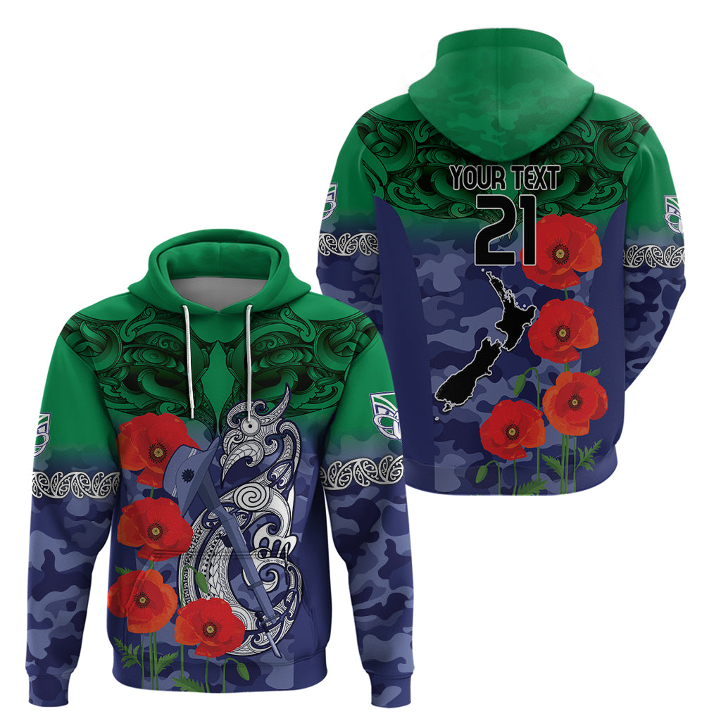 Custom Warriors Rugby ANZAC Hoodie Gallipoli Soldier With Aboriginal Art