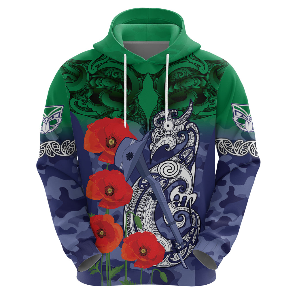 Custom Warriors Rugby ANZAC Hoodie Gallipoli Soldier With Aboriginal Art