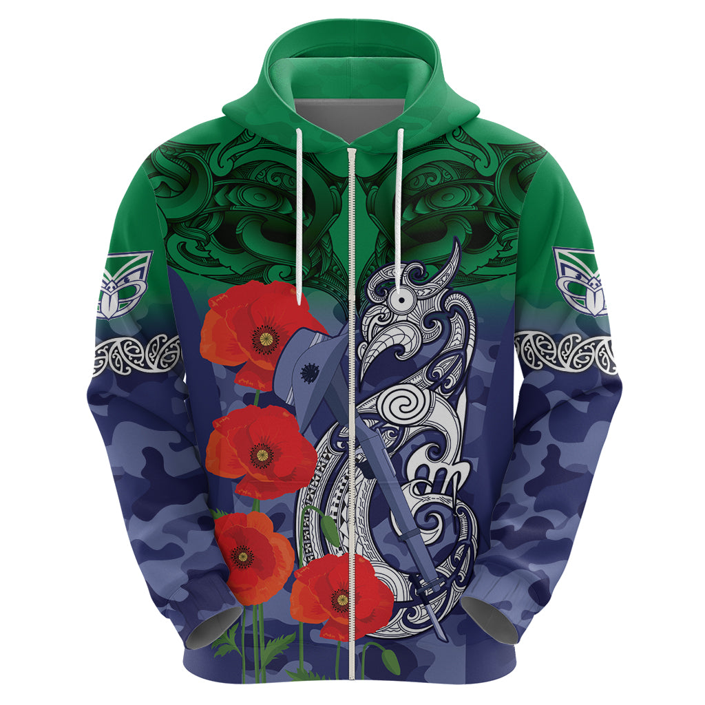 Custom Warriors Rugby ANZAC Hoodie Gallipoli Soldier With Aboriginal Art