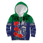 Custom Warriors Rugby ANZAC Kid Hoodie Gallipoli Soldier With Aboriginal Art