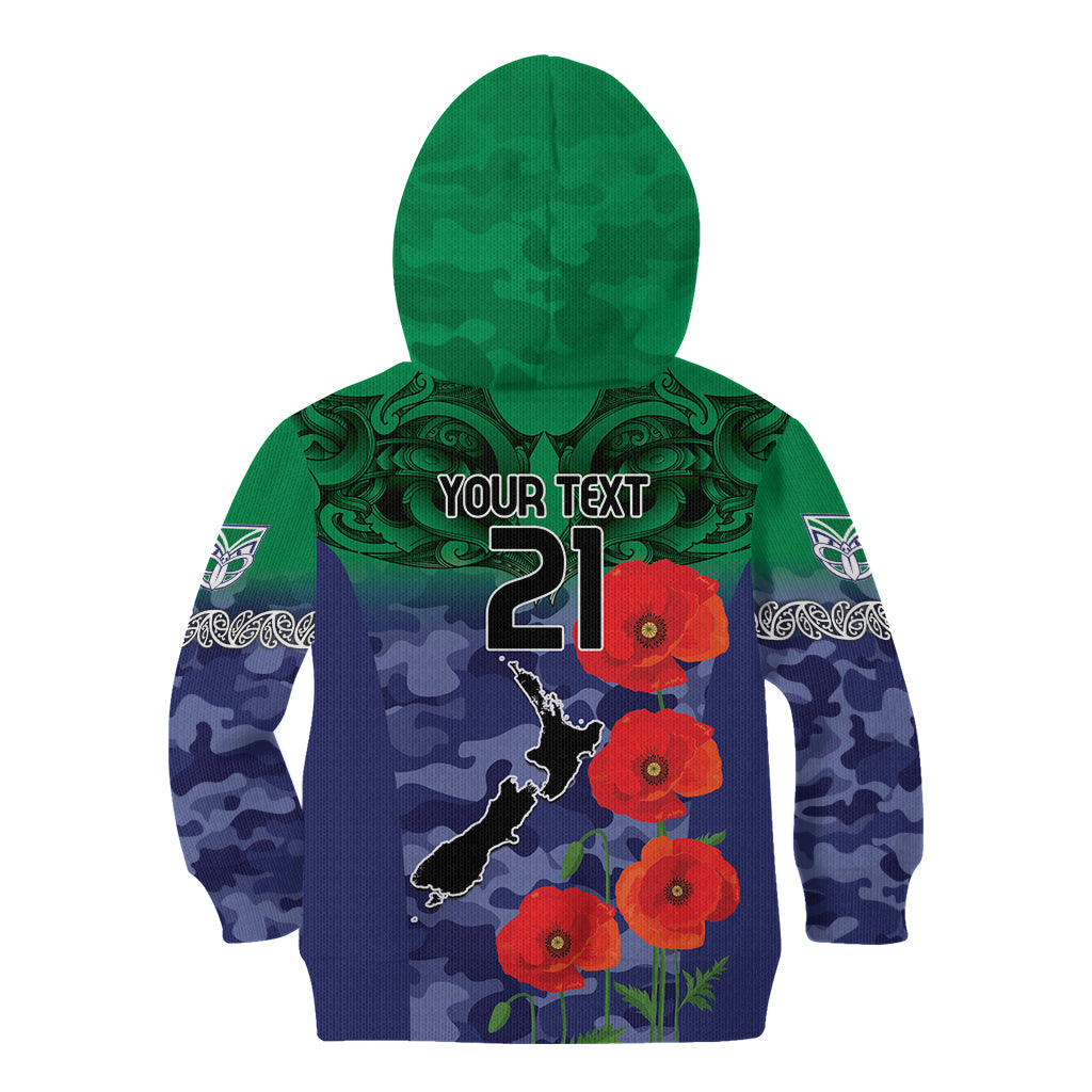 Custom Warriors Rugby ANZAC Kid Hoodie Gallipoli Soldier With Aboriginal Art