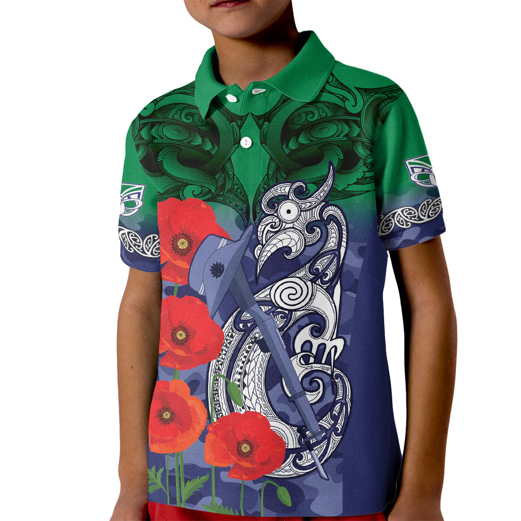 Custom Warriors Rugby ANZAC Kid Polo Shirt Gallipoli Soldier With Aboriginal Art