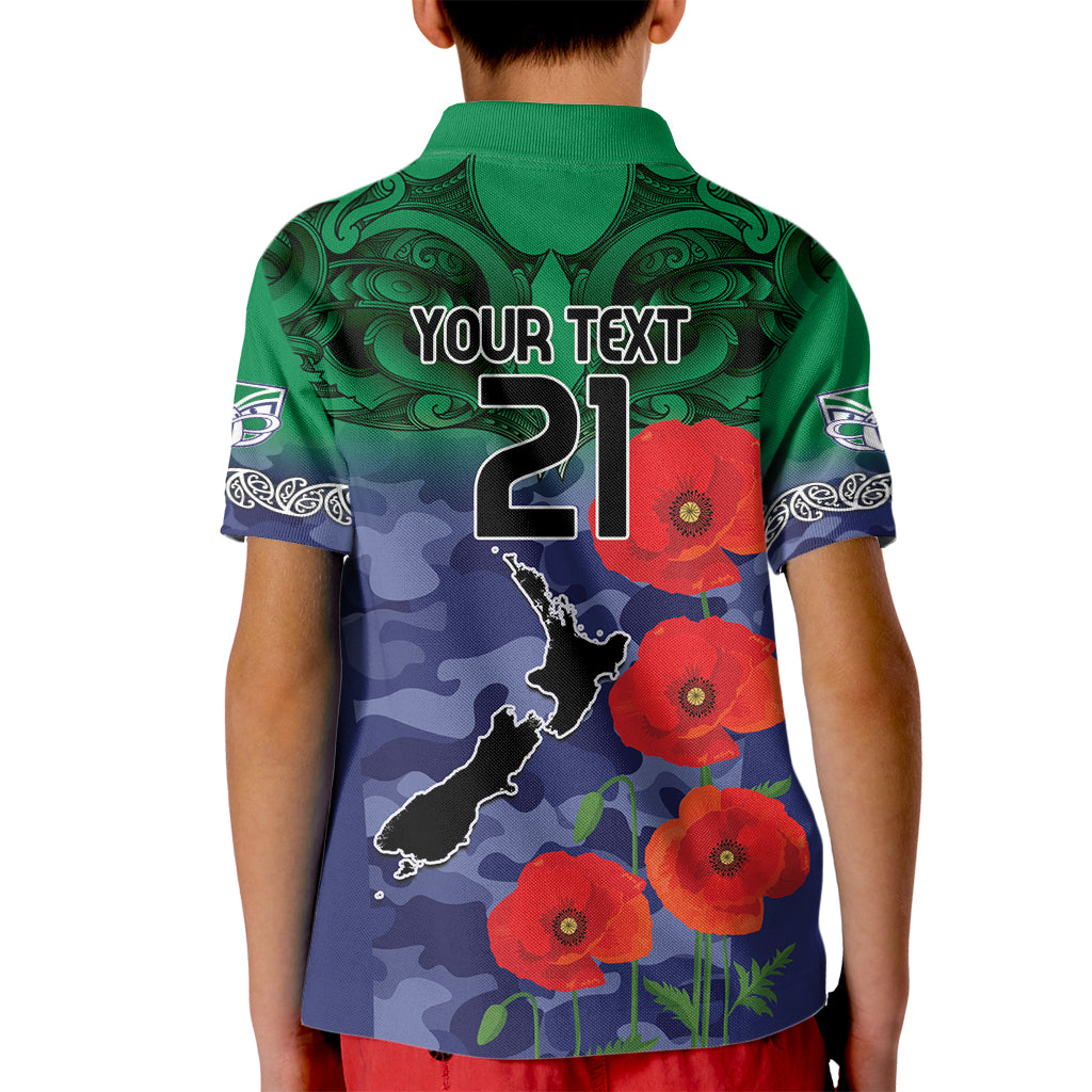 Custom Warriors Rugby ANZAC Kid Polo Shirt Gallipoli Soldier With Aboriginal Art