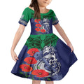 Custom Warriors Rugby ANZAC Kid Short Sleeve Dress Gallipoli Soldier With Aboriginal Art