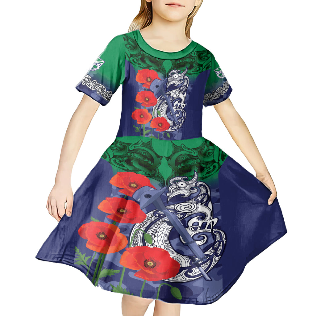 Custom Warriors Rugby ANZAC Kid Short Sleeve Dress Gallipoli Soldier With Aboriginal Art