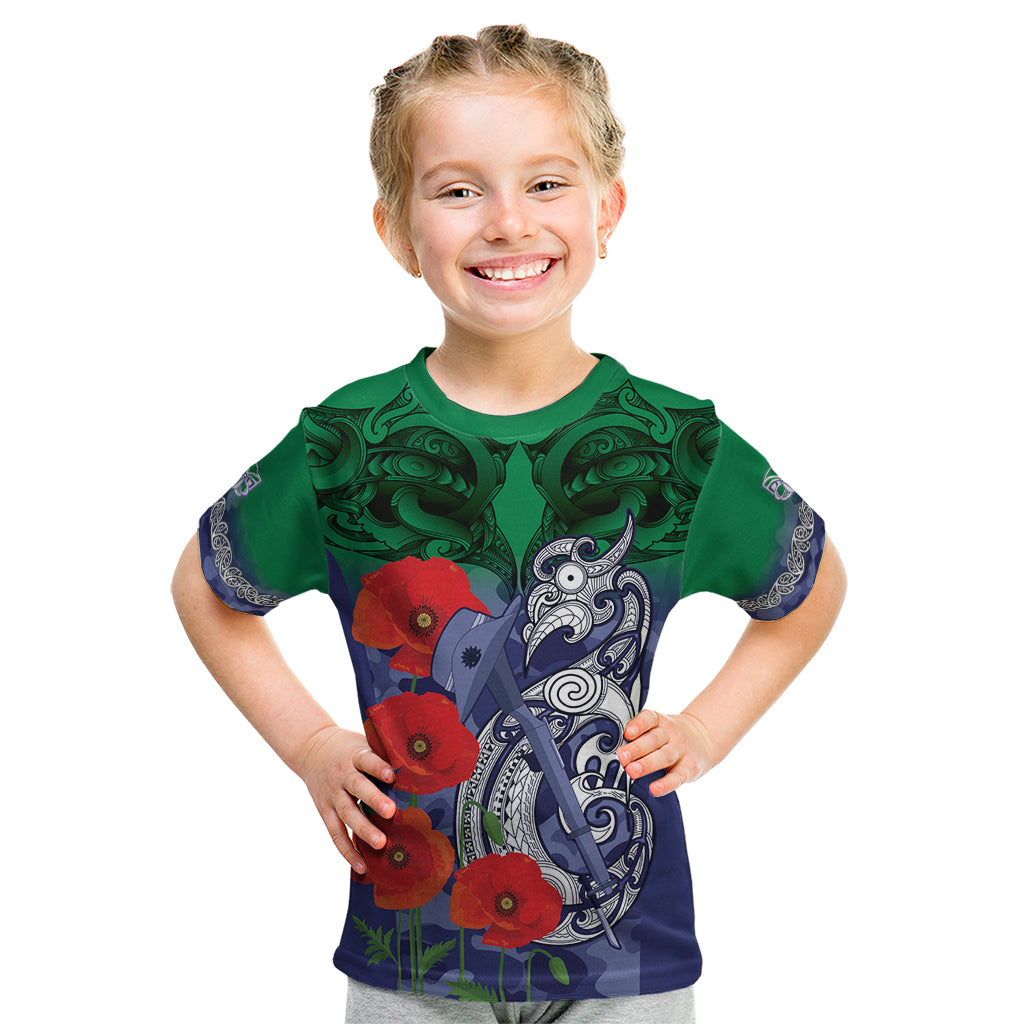 Custom Warriors Rugby ANZAC Kid T Shirt Gallipoli Soldier With Aboriginal Art