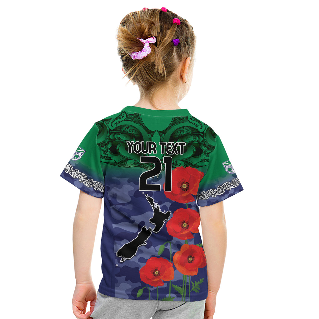 Custom Warriors Rugby ANZAC Kid T Shirt Gallipoli Soldier With Aboriginal Art