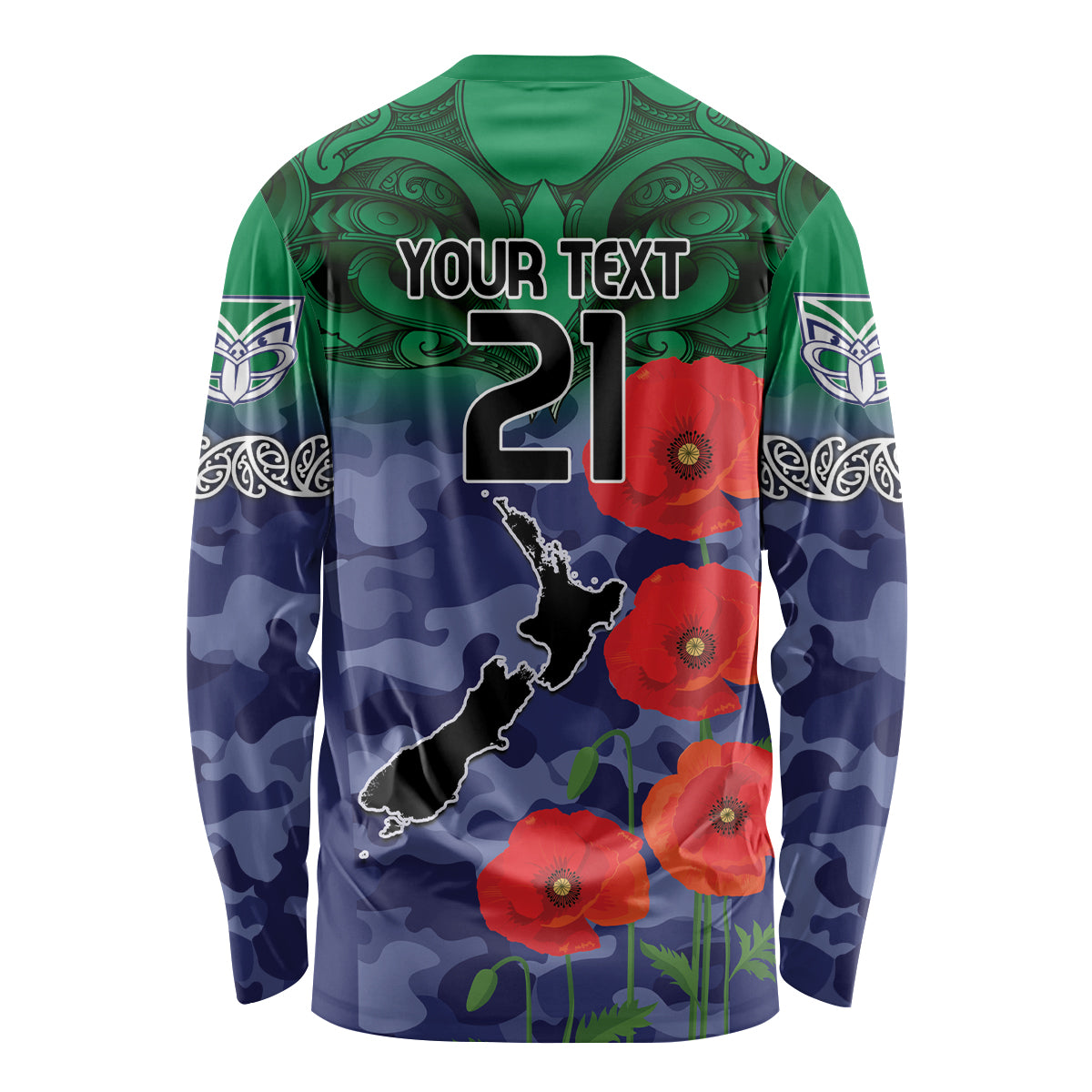 Custom Warriors Rugby ANZAC Long Sleeve Shirt Gallipoli Soldier With Aboriginal Art