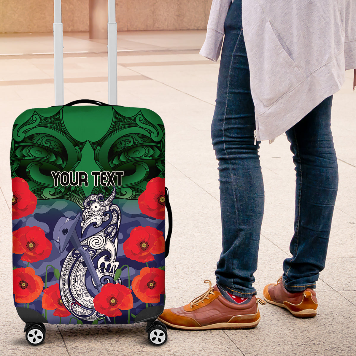 Custom Warriors Rugby ANZAC Luggage Cover Gallipoli Soldier With Aboriginal Art